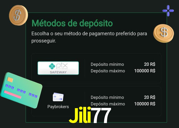 O cassino Jili77 oferece uma grande variedade de métodos de pagamento